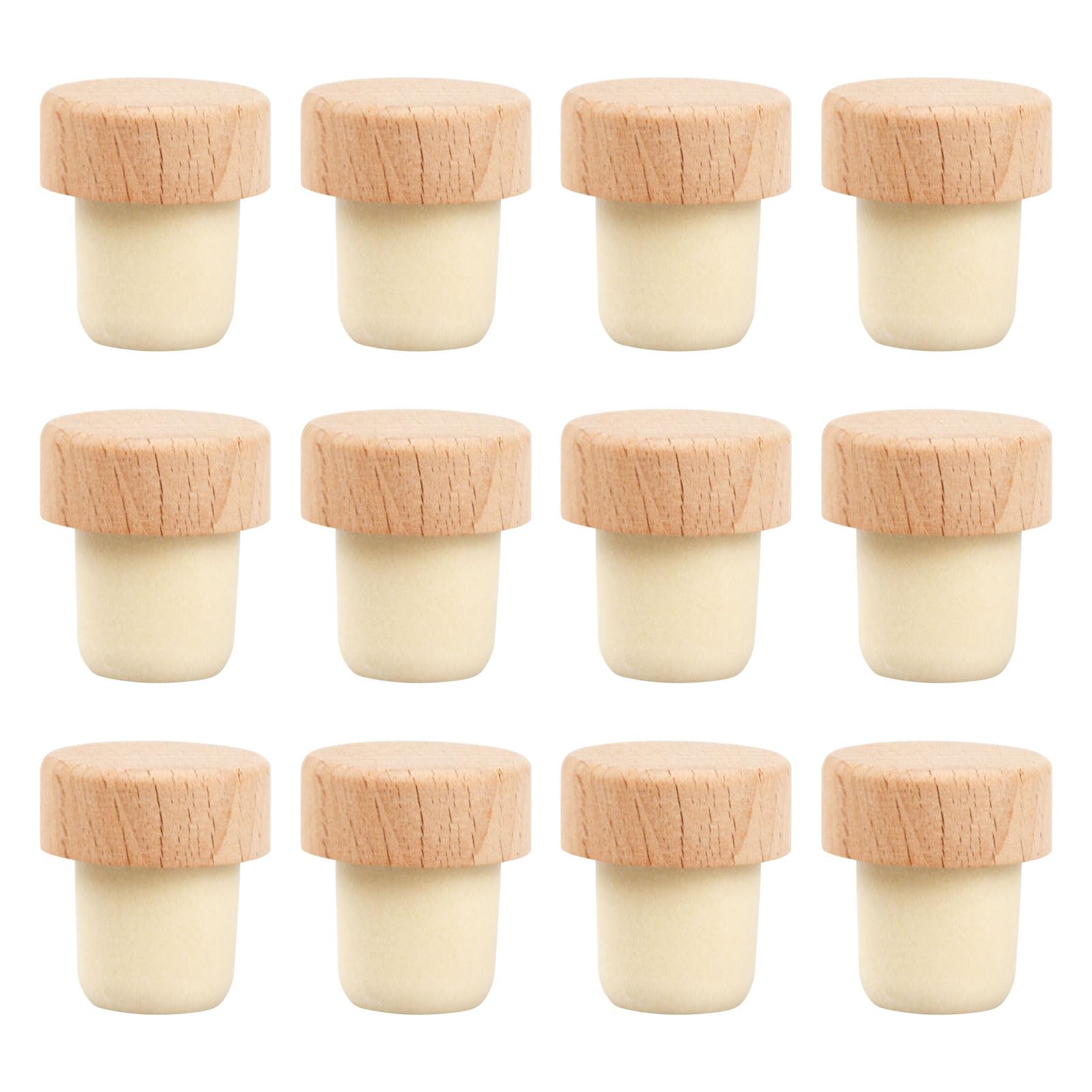 Nivofu 12PCS Wine Bottle Stoppers Wooden Wine Stoppers Wine Bottle Caps Tapered Cork Stoppers T Shaped Cork Plugs Wine Accessories Sealing Plugs Stoppers for Wine Beer Whiskey Liquor Bottles