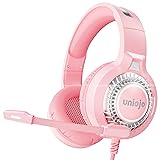 UNIOJO Pink Gaming Headset for PC, PS5, PS4, Xbox