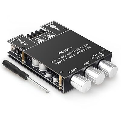 ZK-1002T Bluetooth 5.1 Amplifier Board, 100W+100W 2.0 CH Stereo Audio Amp Module with TPA3116D2 Chip, Treble & Bass Control, DIY Speakers Power Amp for Home Theater Speakers
