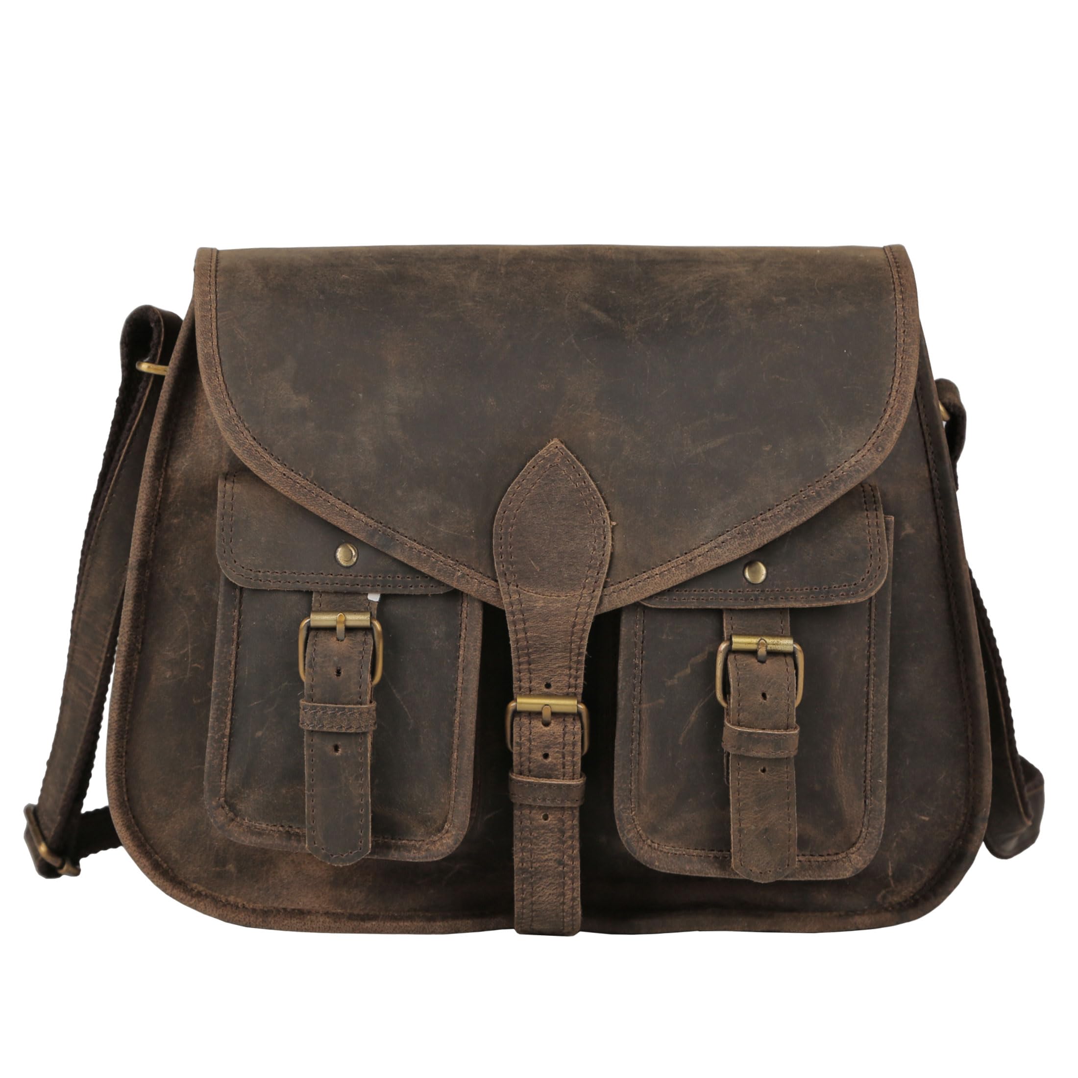 Photo 1 of (USED/FAIR) (DAMAGED LATCH & STRAP) 14 Inch Leather Purse Women Shoulder Bag Crossbody Satchel Ladies Tote Travel Purse Genuine Leather