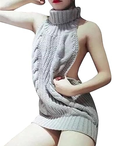 Unibaby Women's Backless Hollow Out Anime Cosplay Virgin Killer Sweater  One-Piece Knit Turtleneck Pullover Vest in Kenya | Whizz Pullovers