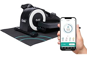 Cubii JR1+ Under Desk Elliptical Exercise Machine Bundle with Non Slip Mat - Compact, Quiet, Adjustable Resistance Levels, Portable, Bluetooth Connected for Adults and Seniors