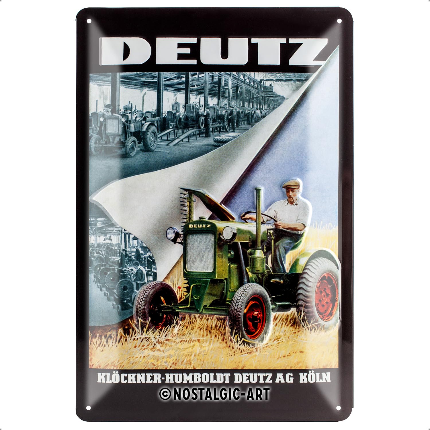 Nostalgic-Art Retro Tin Sign – Farmlands – Deutz Klöckner – Gift idea for tractor fans, Metal Plaque, Vintage design for wall decoration, 20 x 30 cm