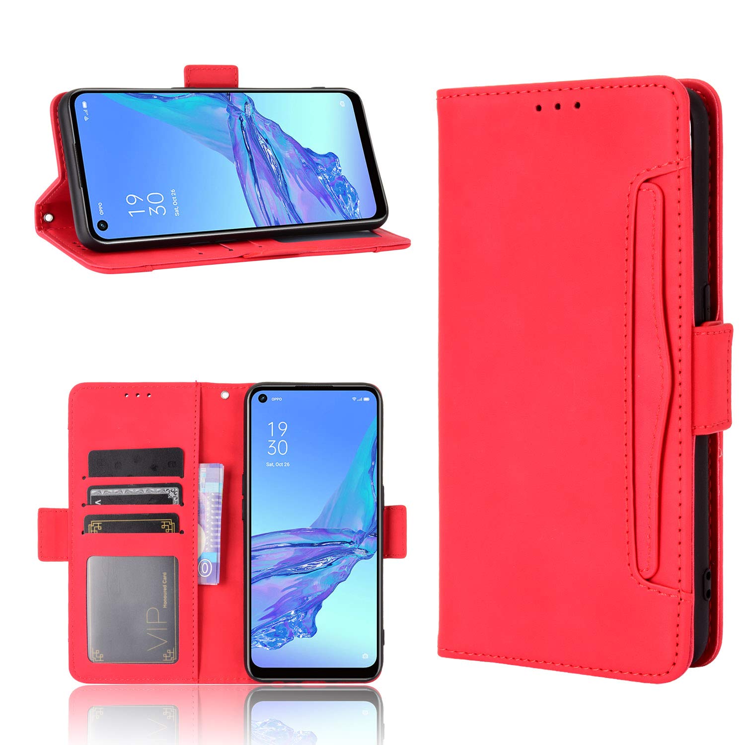 Blackview Oscal C20 Case [Wallet Case] [Kickstand] [Card Slots] [Magnetic Flip Cover] Compatible with Blackview Oscal C20 Smartphone(Red)