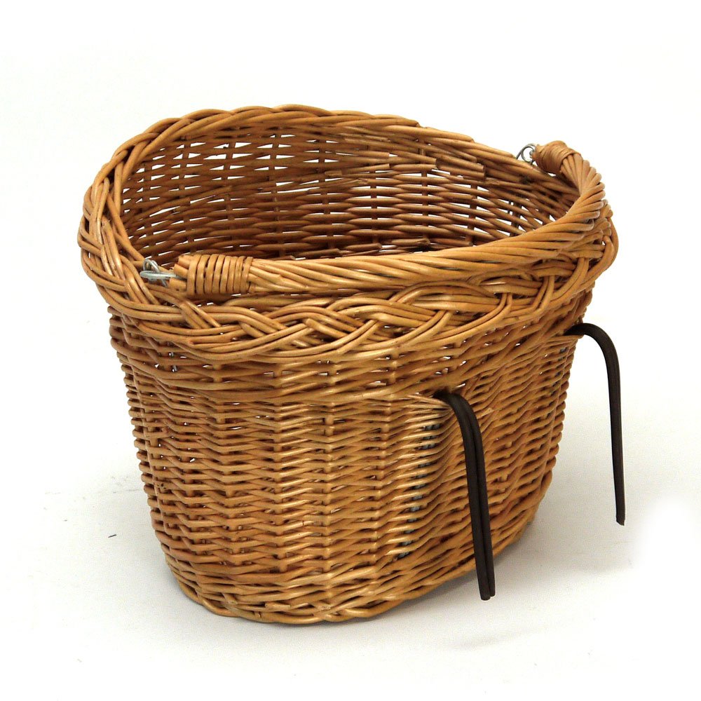 Prestige Wicker Bicycle Basket with Handle, Natural, 38 x 30 x 25 cm