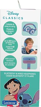 Lexibook Disney Stitch 2in1 Bluetooth Wired Headphones Microphone Control view 7
