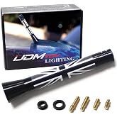 iJDMTOY 3-Inch Short Antenna Topper for MINI Cooper Gen1 Gen2 Gen3 | Black/Grey Union Jack UK Flag Design Stubby Top, Low-Profile Sporty Style, Direct Bolt-On, Exterior Decoration Accessories