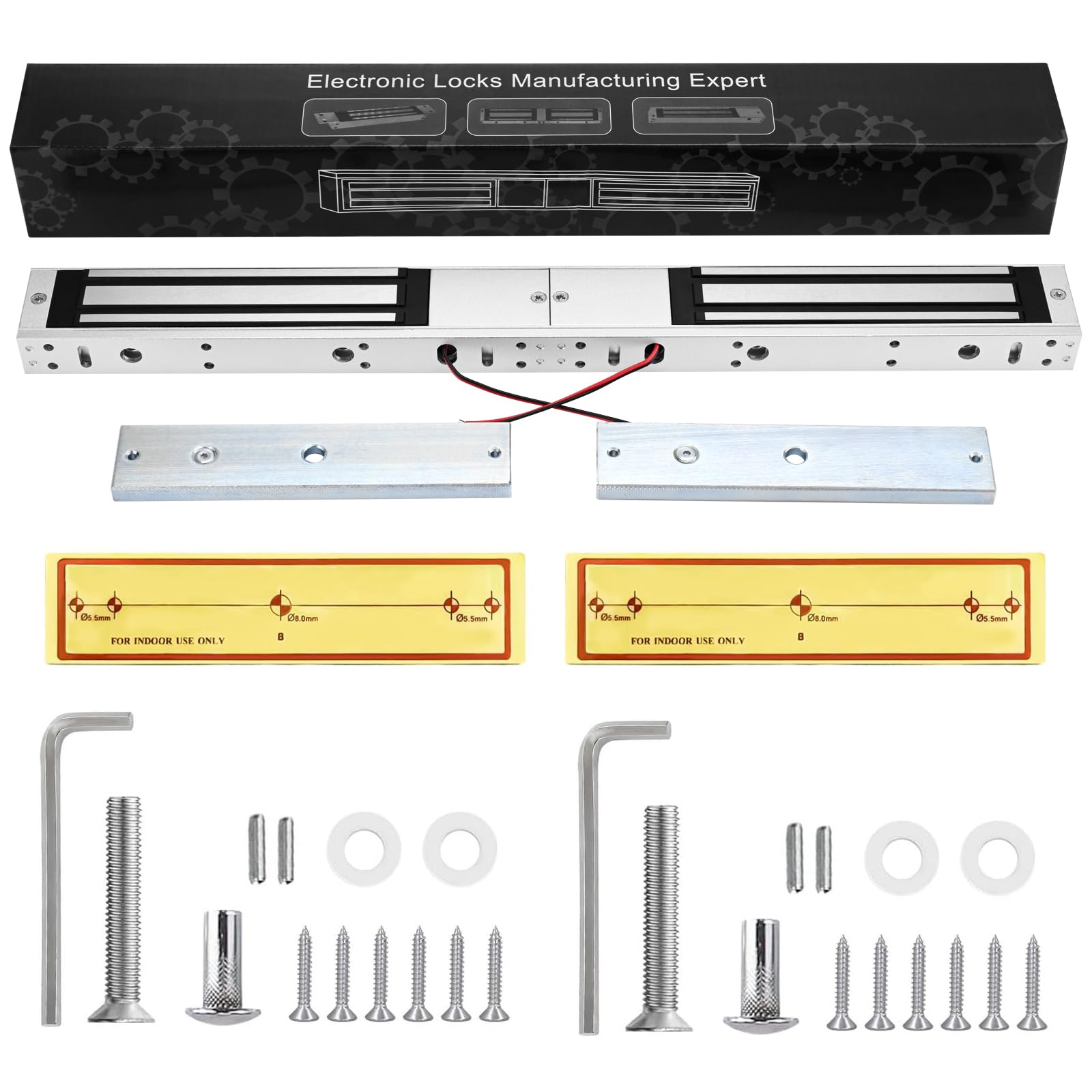 Condition photo showing New/Like New for double door electromagnetic lock, 12v dc fail-safe surface-mount magnetic door lock with zl bracket,