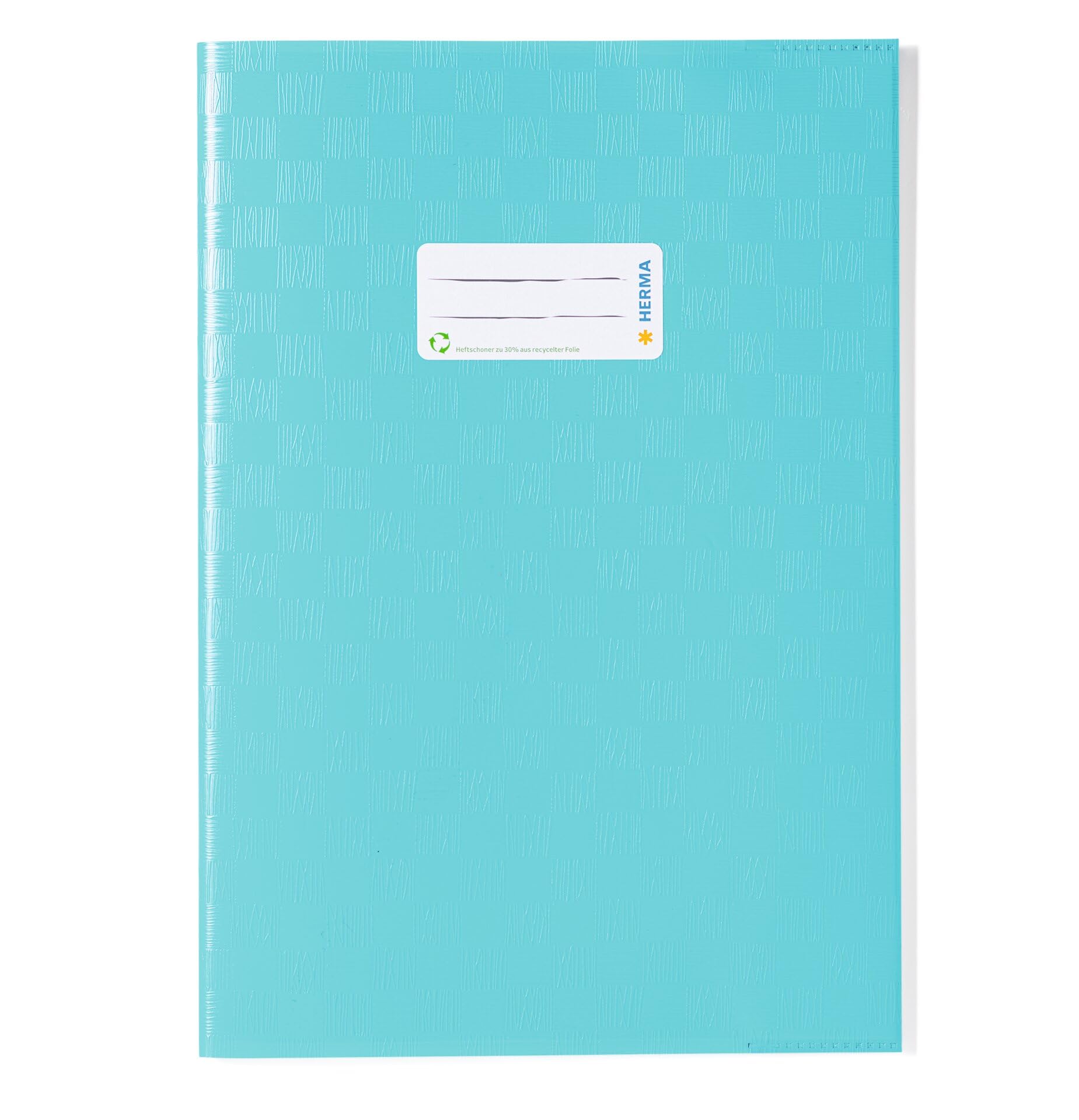 HERMA Exercise Book Cover A4, with inscription label, made of wipeable and sturdy plastic, slip on cover jackets for school, turquoise