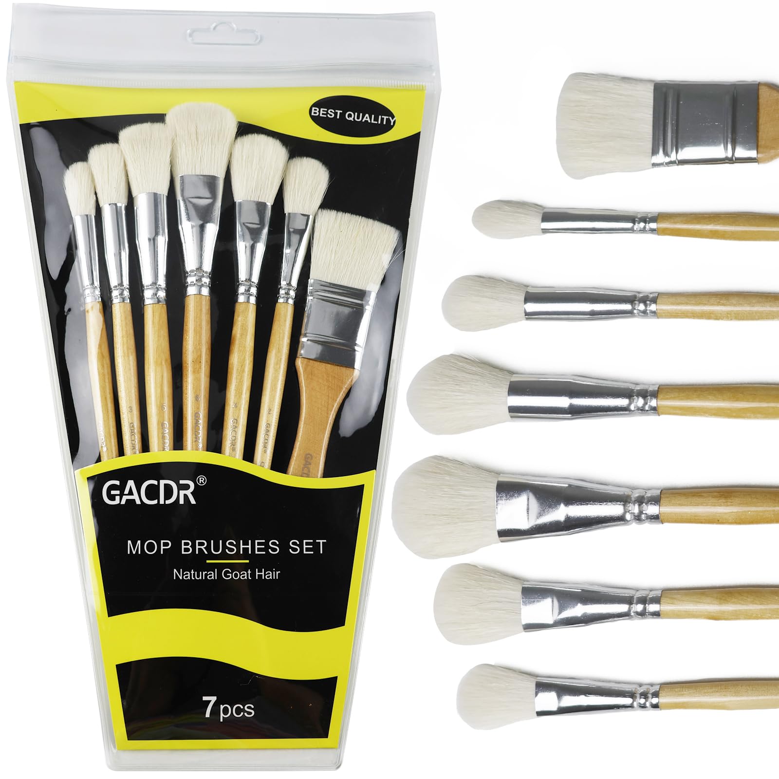 Blending Brushes for Acrylic Painting,7 Pieces Versatile Gilding Brush Set, Goat Hair Mop brushes for Wartercolor Craft Foil Gold Leaf Flakes Sheets