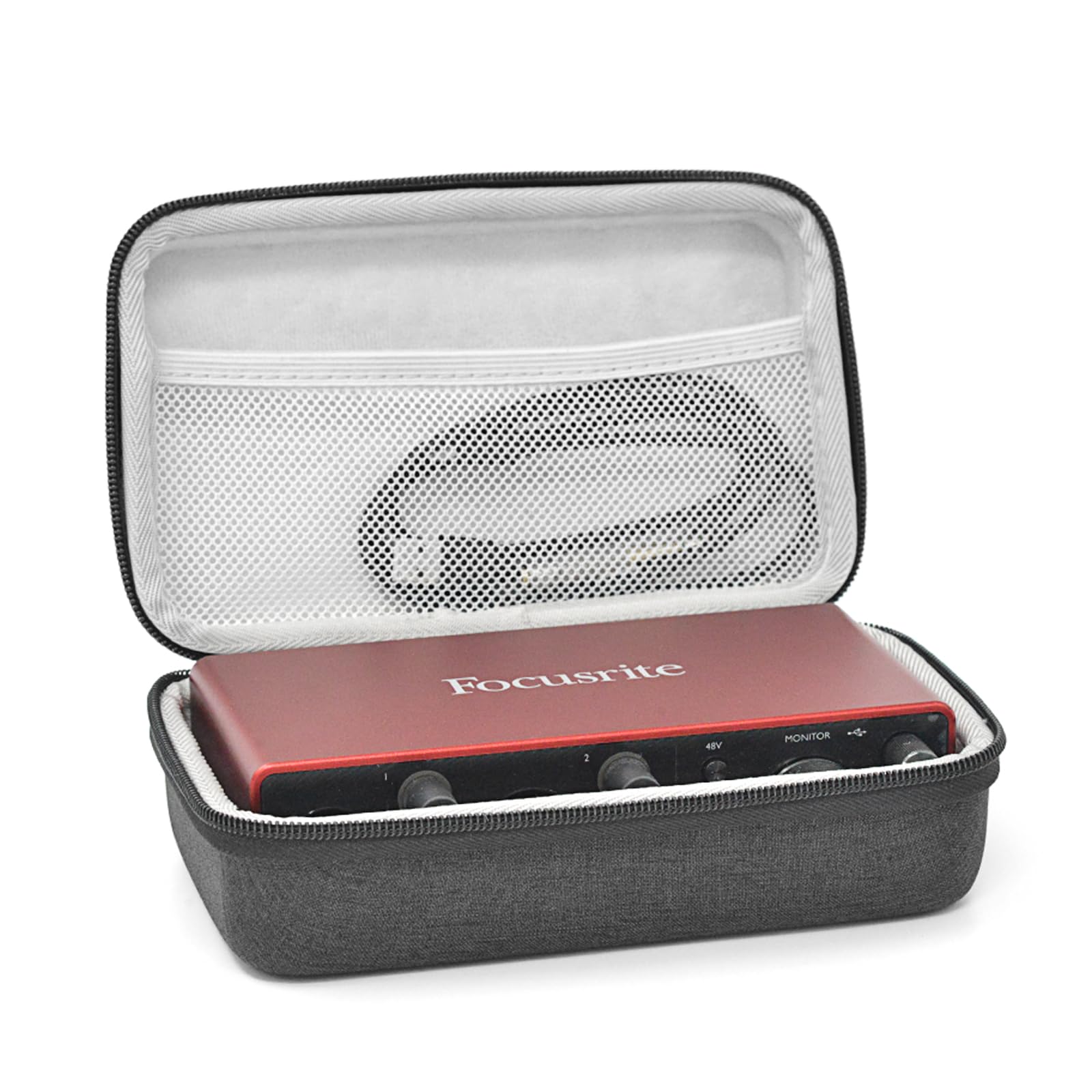 Musiin Audio Interface Case, Compatible with Focusrite Scarlett 2i2 3rd Gen Third Generation Audio Interface Cover, Velvet Interior (Gray)
