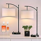 Hikczc Table Lamp for Living Room Bedroom, 23.5" Table Lamps Set of 2 with USB C+A Ports, Bedside Lamps for Nightstand with L