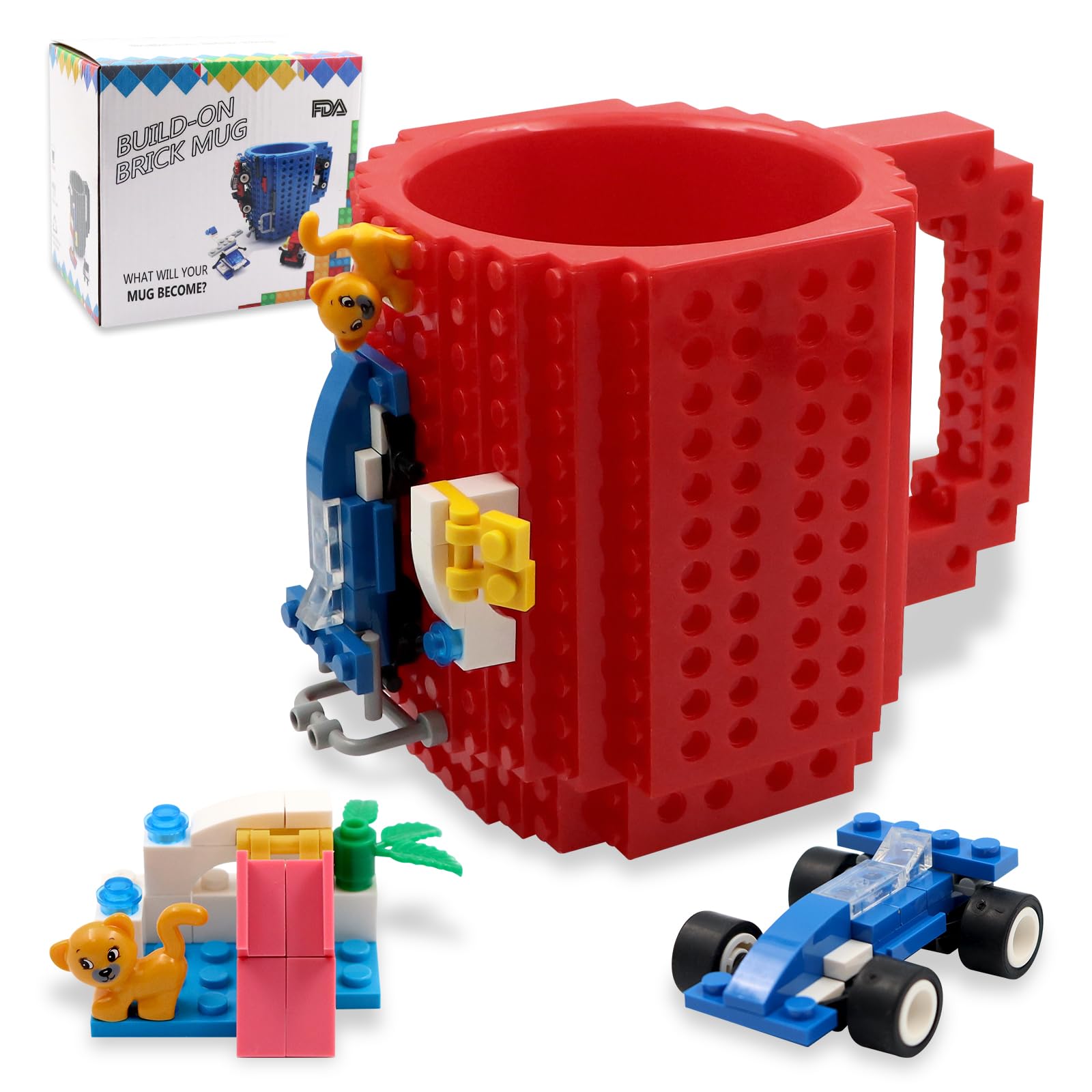 HUISHENG Brick Mug Sets, Coffee Cup, Valentines Easter Fathers Day Birthday Present Christmas Santa Gifts for Men Dad Him Adult Teacher Friend