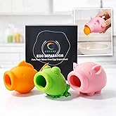 GEGERO Egg Yolk Separator, Food Grade Silicone, Dishwasher Safe Kitchen Gadget for Cooking/Baking. Swallow and Release Raw Egg Yolk from White, Quick & Mess-free, Pack of 3 (Pig, Fish & Frog Design)