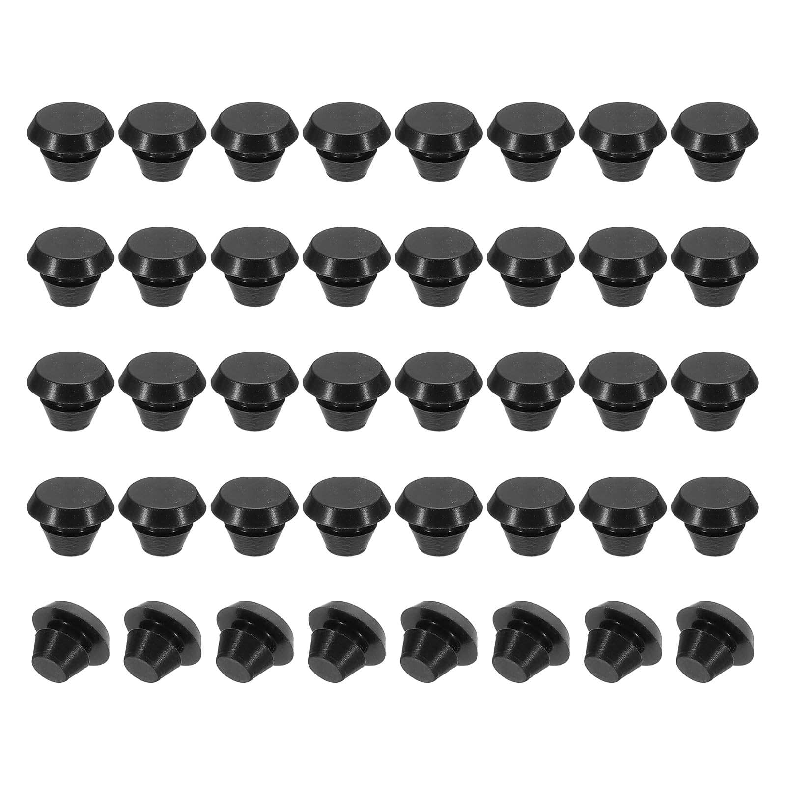 PATIKIL 5mm Diameter Silicone Hole Plug, 40 Pcs Round Snap in Type Locking Furniture Button Protective Cover Cap Head Fit for 5-5.5mm Hole for Seal Bulkhead Cylinder Hole, Black