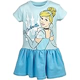 Disney Princess Belle Cinderella Rapunzel Girls French Terry Short Sleeve Dress Toddler to Big Kid