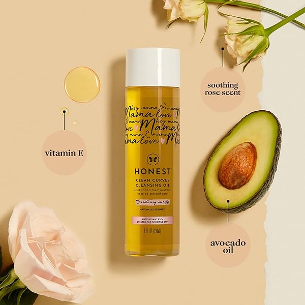 THE HONEST COMPANY HONEST MAMA CLEAN CURVES CLEANSING SHOWER OIL | NATURALLY DERIVED, SOAP FREE | AVOCADO OIL, VITAMIN E | 8 FL OZ
