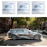 LEIFIDE 3pcs Large Plastic Car Covers 23 x 13.1ft Clear Car Covers | Extra Clear Reusable Car Cover for Automobiles, with Elastic Band, for Suv, Sedan, Mini Van and Snow Rain Wind Dust Frost