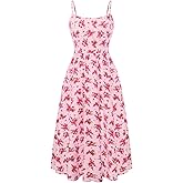 Belle Poque Floral Dress for Women 2026 Summer Sleeveless Midi Sun Dresses A-line Beach Elegant Sundresses with Pockets