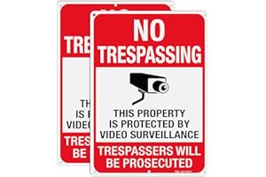 No Trespassing This Property Is Protected By Video Surveillance Trespassers Will Be Prosecuted Metal Reflective Sign - 14 x 1