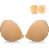 Wingslove Adhesive Bra Reusable Strapless Self Silicone Push-up Invisible Sticky Bras for Backless Dress