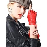 NappaNovum Women's Half Finger Leather With Silk Lining Performance Cycling Driving Gloves