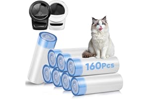 NXPPYY 160 Count Cat Litter Box Liners Compatible with Litter Robot 3 & 4, Cat Litter Liners for Automatic Litter Box, 10-12 Gallon Heavy Duty Waste Bags with Drawstrings, 25.19" x 15.7"