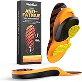 Work Orthotic Insoles for Plantar Fasciitis - Welnove Superior Comfort Work Boot Insoles for Standing All Day - Anti Fatigue Medium Arch Support Inserts for Men Women Flat Feet Pain (Orange,Size XL)