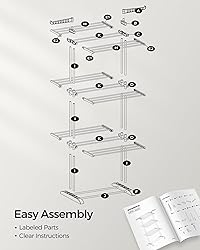 SONGMICS Clothes Drying Rack Stand 4-Tier, Foldable
