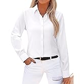 Gleeivy Button Down Shirts for Women Wrinkle Free Long Sleeve Dress Shirts Women Casual Collar V Neck Solid Fitted Tops