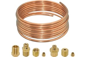 Ebrmeiwo 72'' Oil Pressure Gauge Tubing Kit, Set of Copper Tube and Threaded Parts, Universal Fit