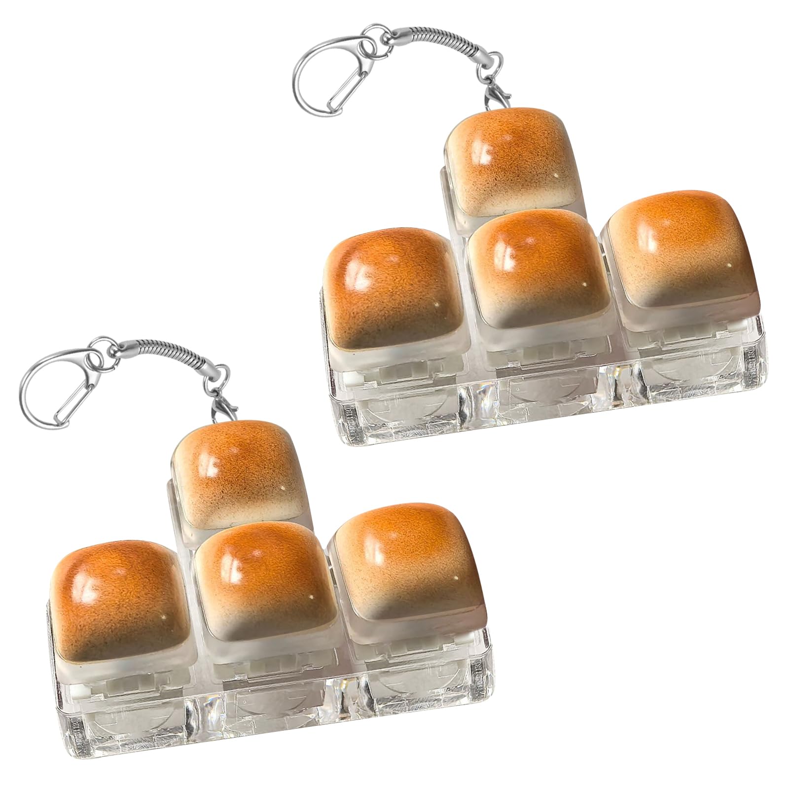 DAVBNM 2PCS Keyboard Fidget Toy, 4-Button Fidget Keyboard Keychain Clicker Stress Relief Decompression Toys for Adults and Teens
