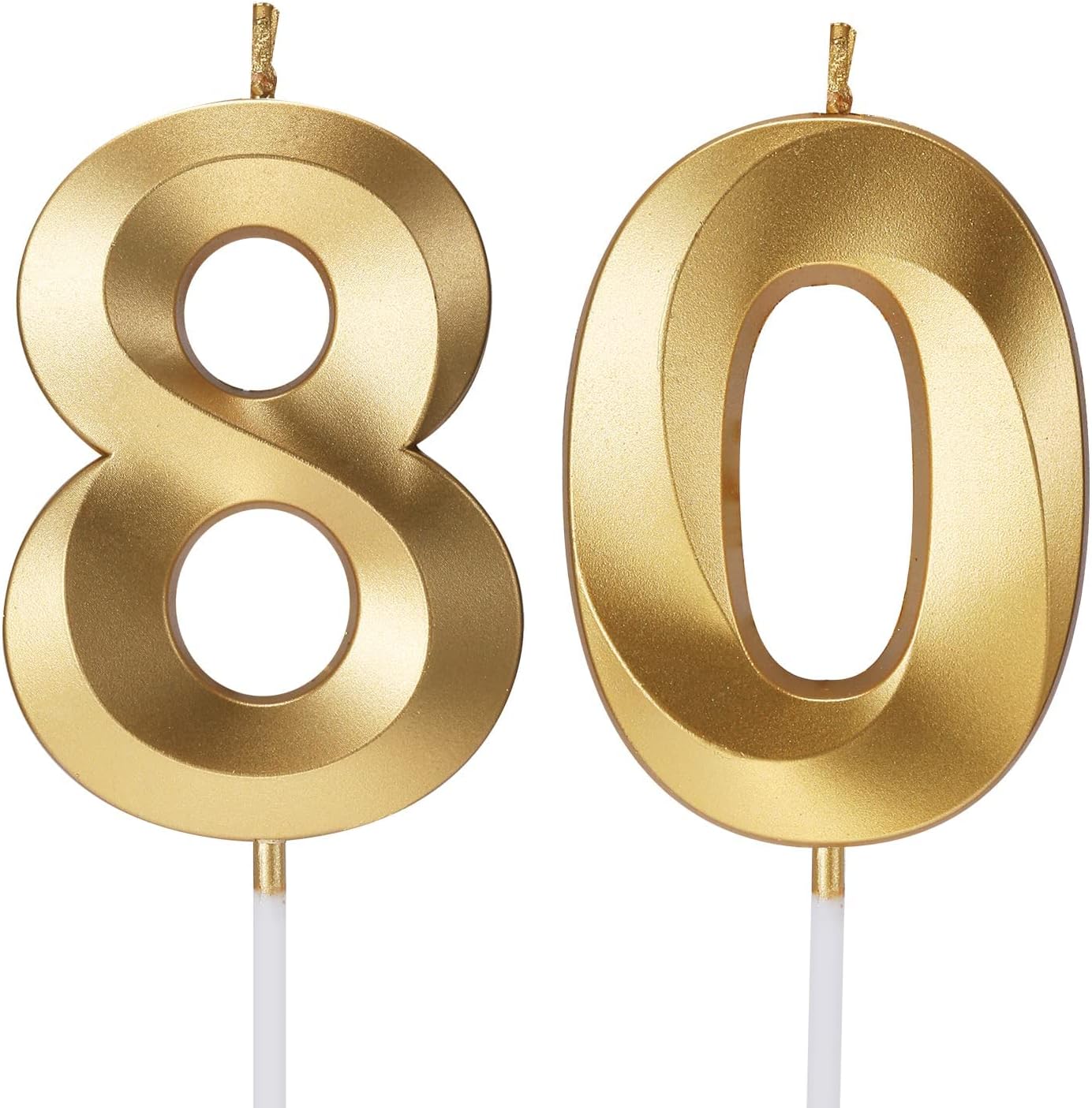 Candles & Holders - 80th Birthday Candles Numbers for Cakes Candle Happy Eightieth Birthday 3D Designed Wedding Anniversary Party Cake Topper Decorations (80, Gold)