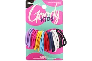 Goody Kids Ouchless Hair Elastics – No Pull, No Breakage, Tangle-Free Hold for Fine Hair – 40 Count, Assorted Colors, Long-Lasting Ponytail Holders for Girls & Boys