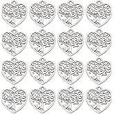 SUNNYCLUE 1 Box 100Pcs Tree of Life Charm Small Silver Tree Charms Bulk Tibetan Style Heart Charms Metal Plant Lucky Charm for Jewelry Making Charms Supplies DIY Necklace Earring Women Adult