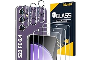 [3+3 Pack] Glass Screen Protector for Samsung Galaxy S23 FE 5g, 9H Tempered glass, Ultrasonic Fingerprint Support, HD Clear, 