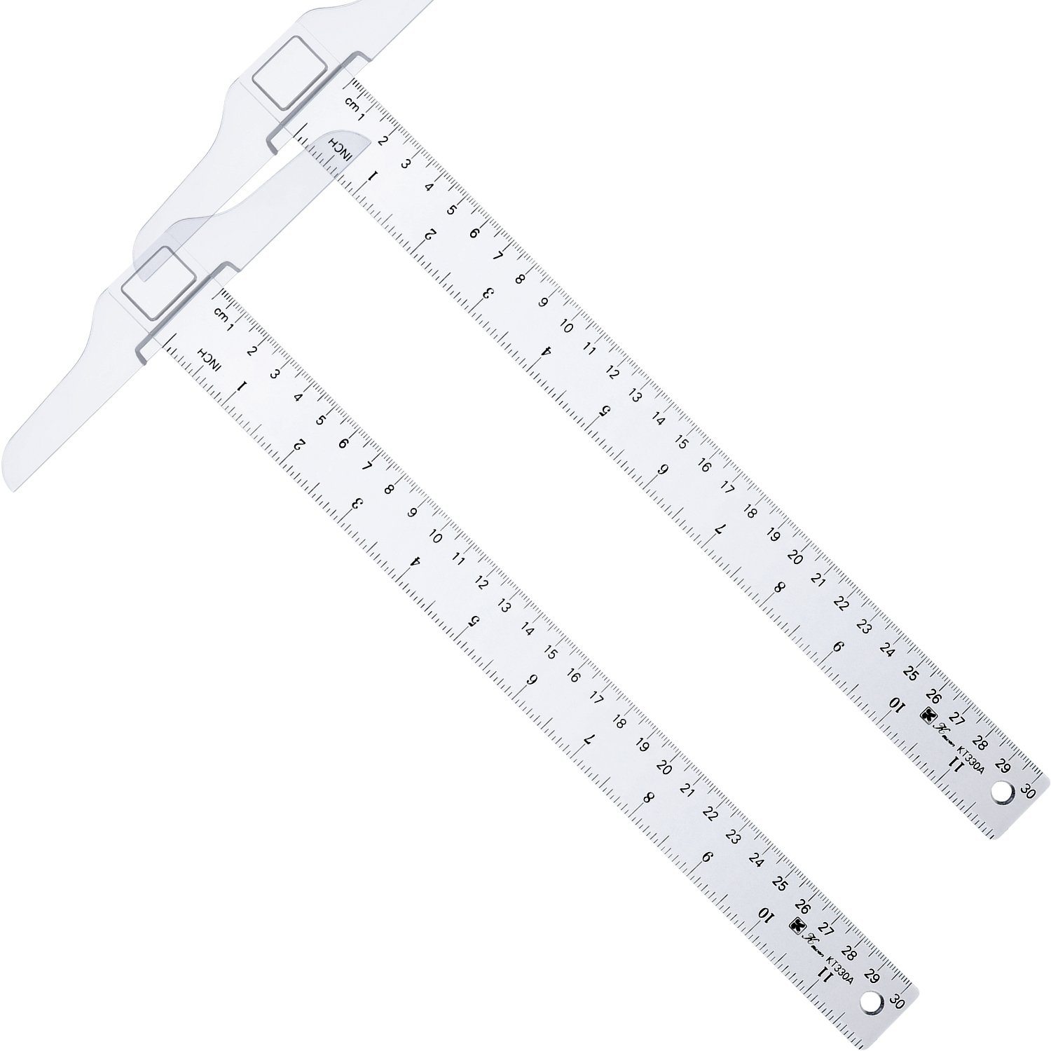 12 Inch/ 30 cm Junior T-Square Plastic Transparent T-Ruler for Drafting and General Layout Work (2)