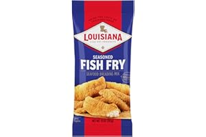 LOUISIANA FISH FRY PRODUCTS Louisiana Fish Fry Seasoned Fish Fry Seafood Breading Mix 10 oz. (Pack of 1) - Season and Cook All Your Fish, Shrimp, Oysters, Vegetables, and More to Crispy Perfection (Exclusive Amazon Recipe Card Included)