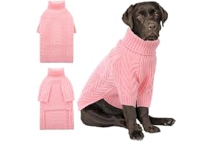 ASENKU XXL Dog Sweater, Dog Sweaters for Extra Large Dogs,Pet Sweatshirt Apparel Turtleneck Pullover Winter Dog Outfits for Pitbull, Labrador Retriever(Pink, 2XL)