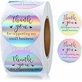 Thank You Stickers, 500Pcs 1.5inch Thank You for Supporting My Small Business Stickers, Holographic Thank You Stickers for Small Business, Waterproof Stickers for Packaging