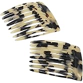 Camila Paris CP3349 French Hair Side Comb Handmade Small White Tokyo French Twist Hair Combs Decorative, Strong Hold Hair Clips for Women Bun Chignon Up-Do Girls Hair Accessories, Made in France