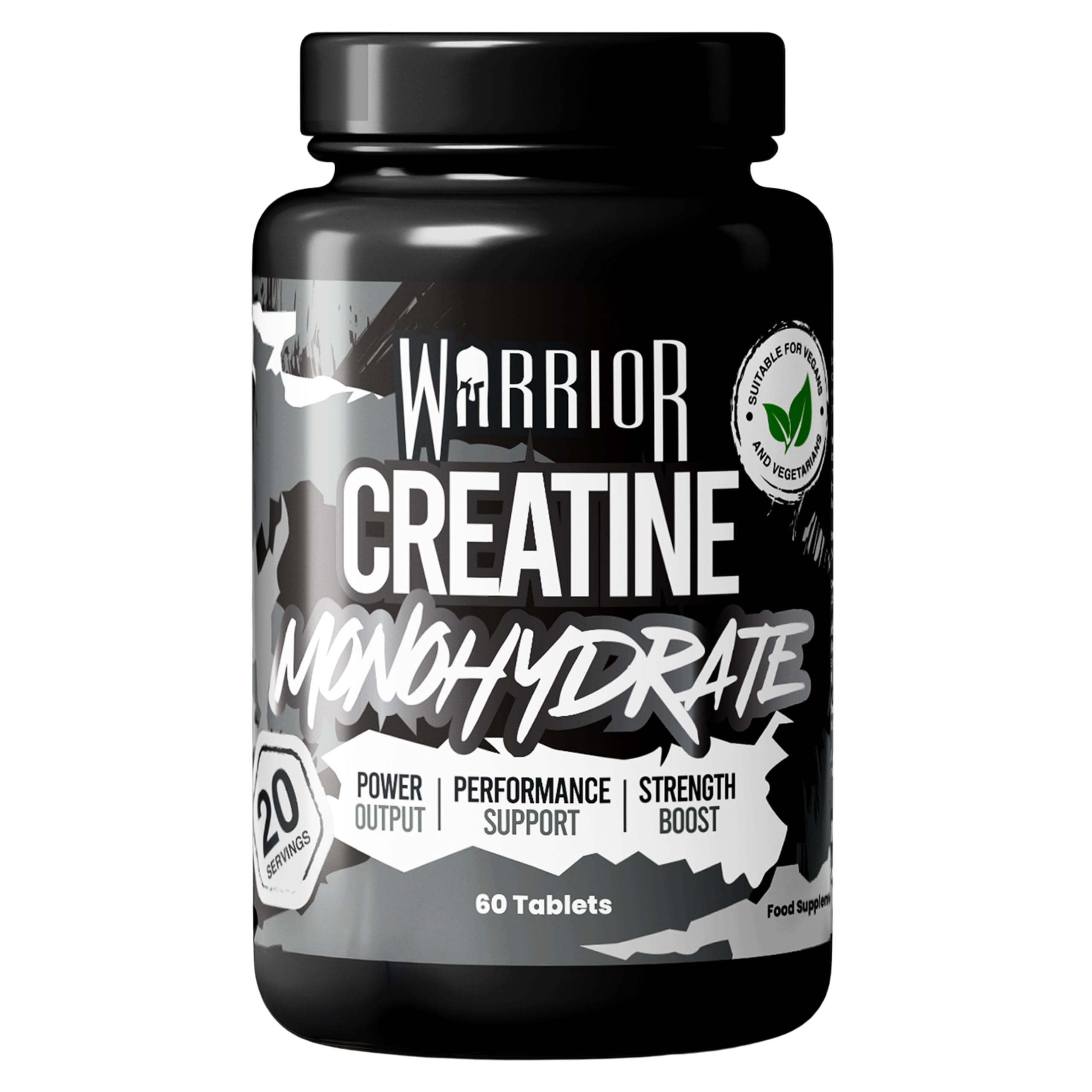 Warrior Creatine Monohydrate Tablets – 3000mg Per Serving – Supplement for Performance – Supports Muscle Growth – Unflavoured – Suitable for Men & Women – Vegan & Vegetarian Friendly (60 Capsules)
