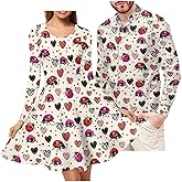 Srengjodk Valentines Couples Matching Outfits Valentines Clothing Long Sleeves Shirt/Dress s-6xl