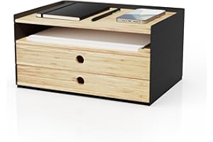DesktopOrganizer-1drawer Prosumer's Choice Desk Paper Organizer Tray Wood - Ideal Solution and Size for Clean Desktop Setup - Suitable Desktop Organizer, Dimensions: 1.6'H',12.5'L',8.8'W'