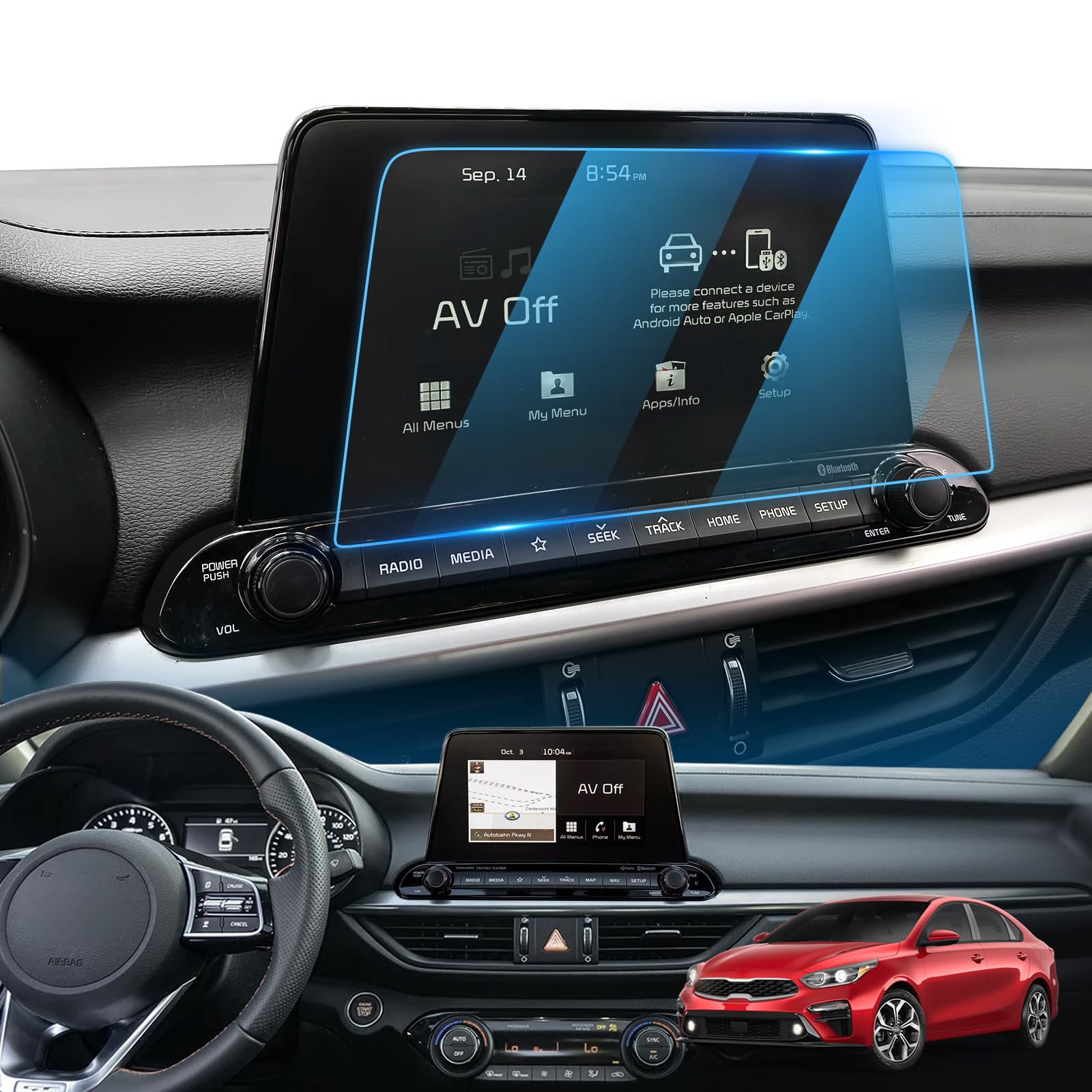 thumbnail image 2 of Tempered Glass Screen Protector For Kia Forte 2019-2023 - 8 Inch Touch Screen Protection 2 of 9