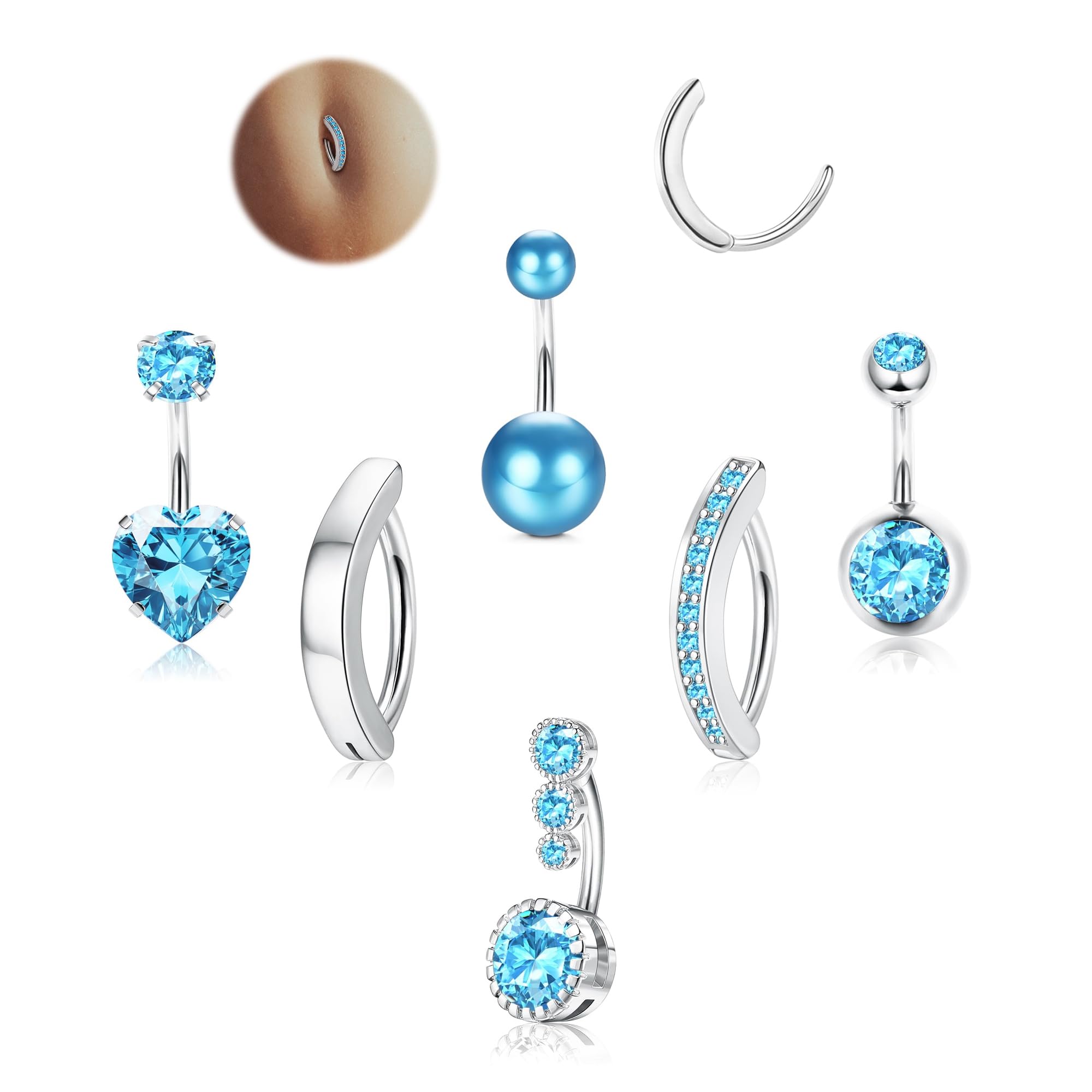 LOLIAS Blue Belly Button Rings Surgical Stainless
