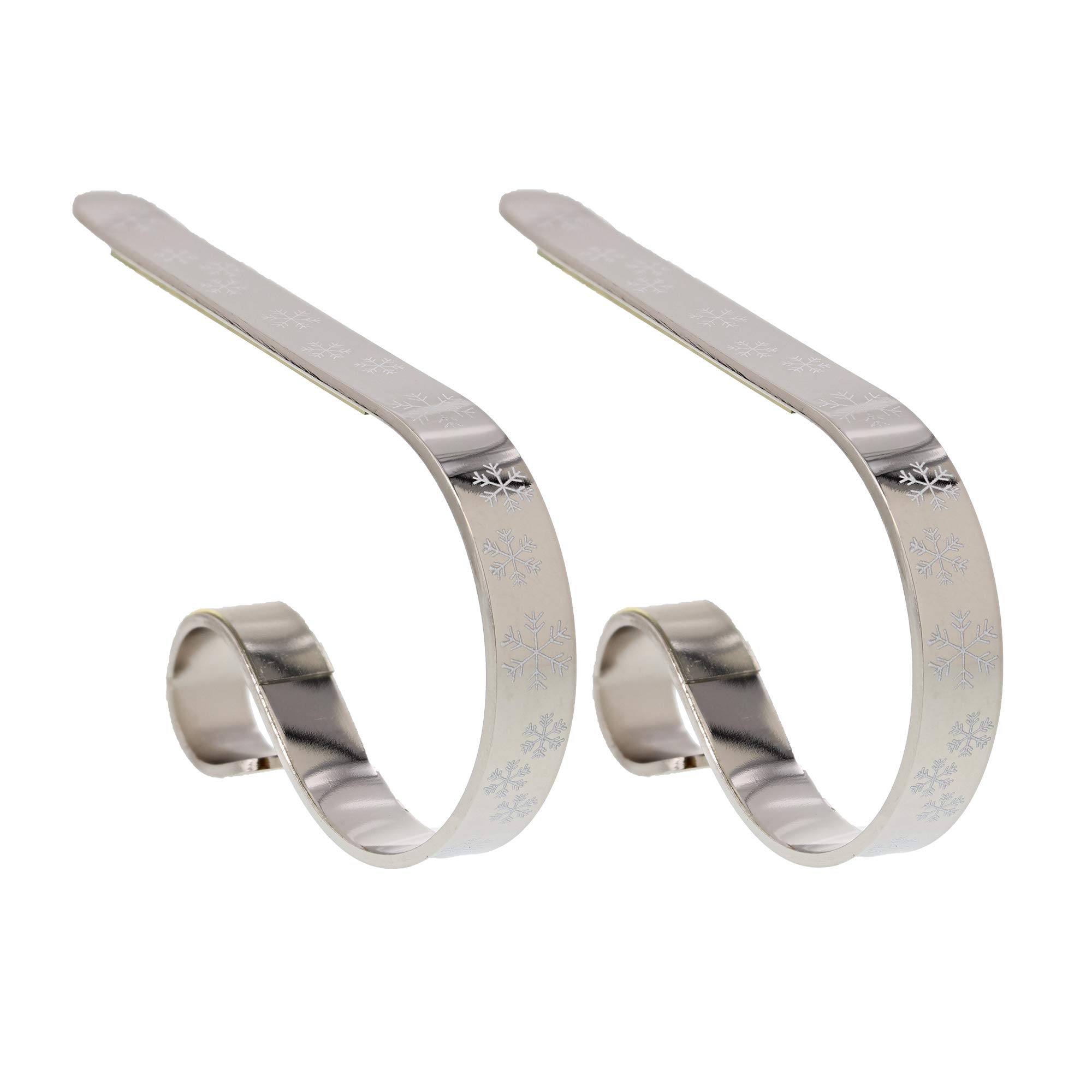 H&D Pack of 2 Silver Shiny with Snowflakes Christmas Mantle Clips