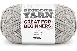HEJIN 60g Grey Yarn for Crocheting and Knitting;66m (72yds) Cotton Yarn for Beginners with Easy-to-See Stitches;Worsted-Weight Medium #4;Cotton-Nylon Blend Yarn for Beginners Crochet Kit Making