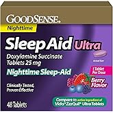 GoodSense Doxylamine Succinate Tablets, 25 mg, Berry Flavored, Night-time Sleep Aid, 48 Count