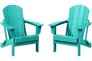 WestinTrends Malibu 2 Piece Set Outdoor Folding Poly Adirondack Chair, Turquoise